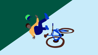 (png) Man ramlar från cykel