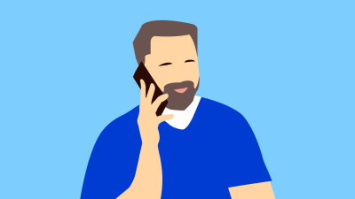 Kundtjänst - Man som pratar i telefon