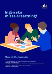 Omslag till infoblad om material till arbetsmöte inom Ingen ska missa ersättning.