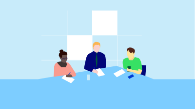 (png) Tre tjänstemän har möte på kontoret