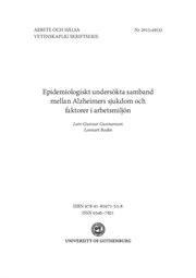 Omslag för kunskapsöversikt - Epidemiologiskt undersökta samband mellan Alzheimers sjukdom och faktorer i arbetsmiljön