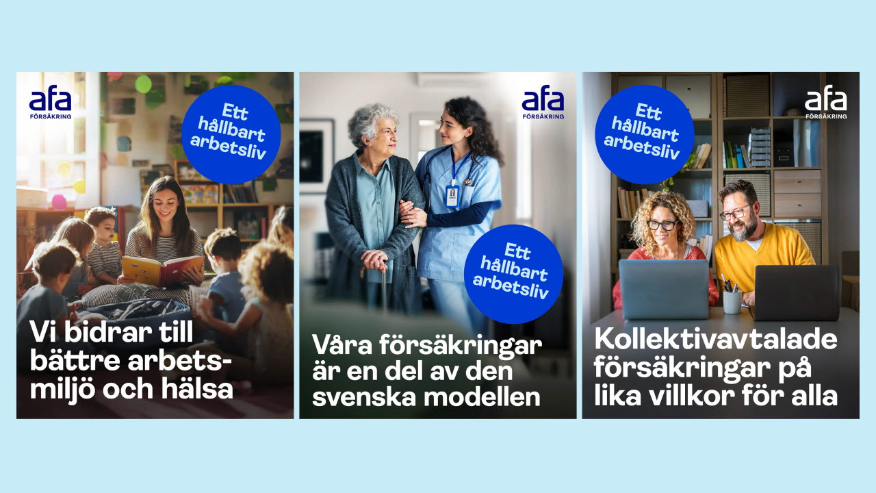 Ett hållbart arbetsliv - bild på människor i tre olika yrken 2.