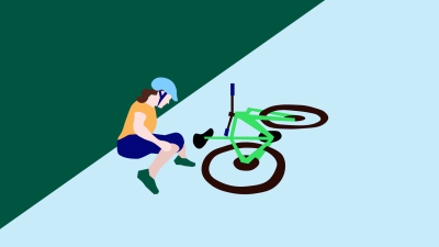 (png) Kvinna har ramlat av cykeln