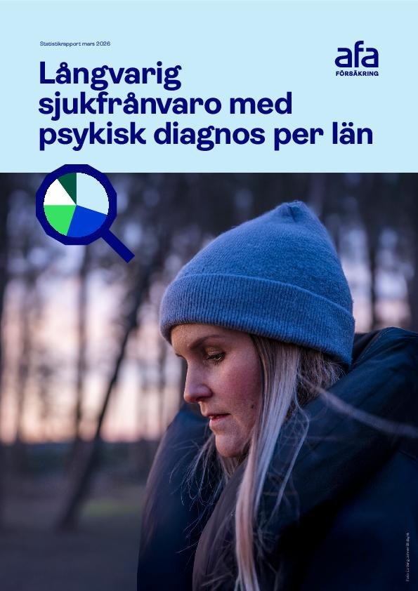 Omslag till rapport - Långvarig sjukfrånvaro med psykisk diagnos per län