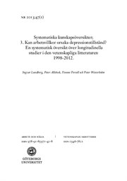 Omslag för kunskapsöversikt - Kan arbetsvillkor orsaka depressionstillstånd?