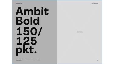 Mall med uppslag med stor titel och bild på helsida.