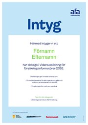 Intyg för försäkringsinformatörer som gått vidareutbildning.