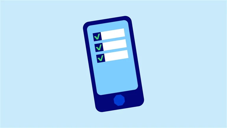 Symbol med ibockat formulär på mobiltelefon