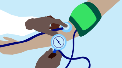 (png) Sjukvårdare mäter blodtryck på patient