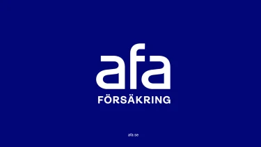 Sista sida med Afa Försäkrings logotyp i vitt mot blå bakgrund.