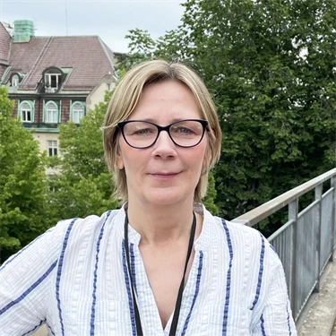 Monica Singstedt på Afa Försäkrings takterrass.
