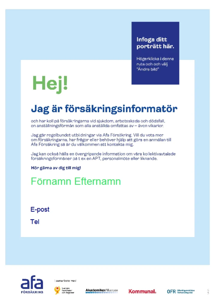 Ett worddokument med plats för presentation av informatör med foto.