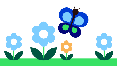 (png) Blommor med fjäril
