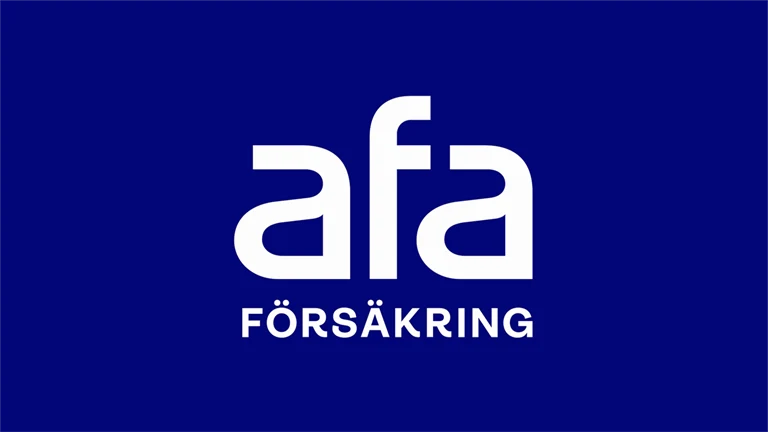 Afa Försäkrings logga på blå bakgrund