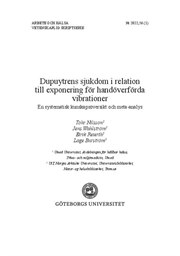 Omslag för kunskapsöversikt - Dupuytrens sjukdom i relation till exponering för handöverförda vibrationer. En systematisk kunskapsöversikt och meta-analys