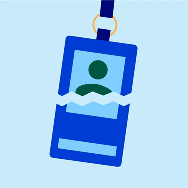 Passerkort i två delar. Illustration. 