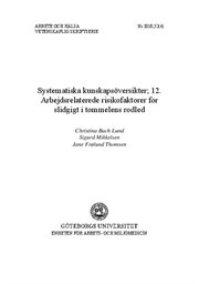 Omslag för kunskapsöversikt - Arbejdsrelaterede risikofakorer for slidgigt i tommelens rodled