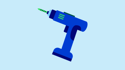 (png) Blå borrmaskin på blå bakgrund