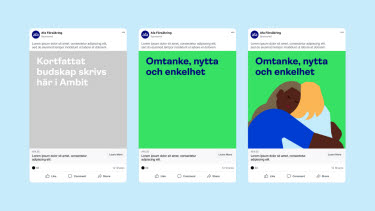 Steg för steg hur man skapar ett inlägg med budskap och illustration. Skriv ett budskap, välj färger och tillslut placera en illustration.