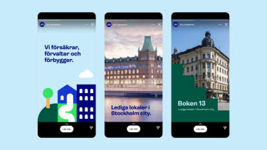 Exempel på Instagramstories för Afa Fastigheter.