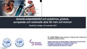 Omslagsbild för presentationen Senaste asbestdödsfall och sjukdomar, globala, europeiska och nationella data för män och kvinnor