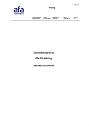 Afa Försäkrings Varumärkespolicy enligt styrelsebeslut juni 2023