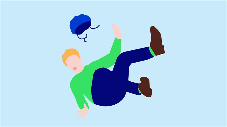 illustration på en person som halkar och ramlar baklänges