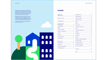 Uppslag medillustration och text samt innehållsförteckning.