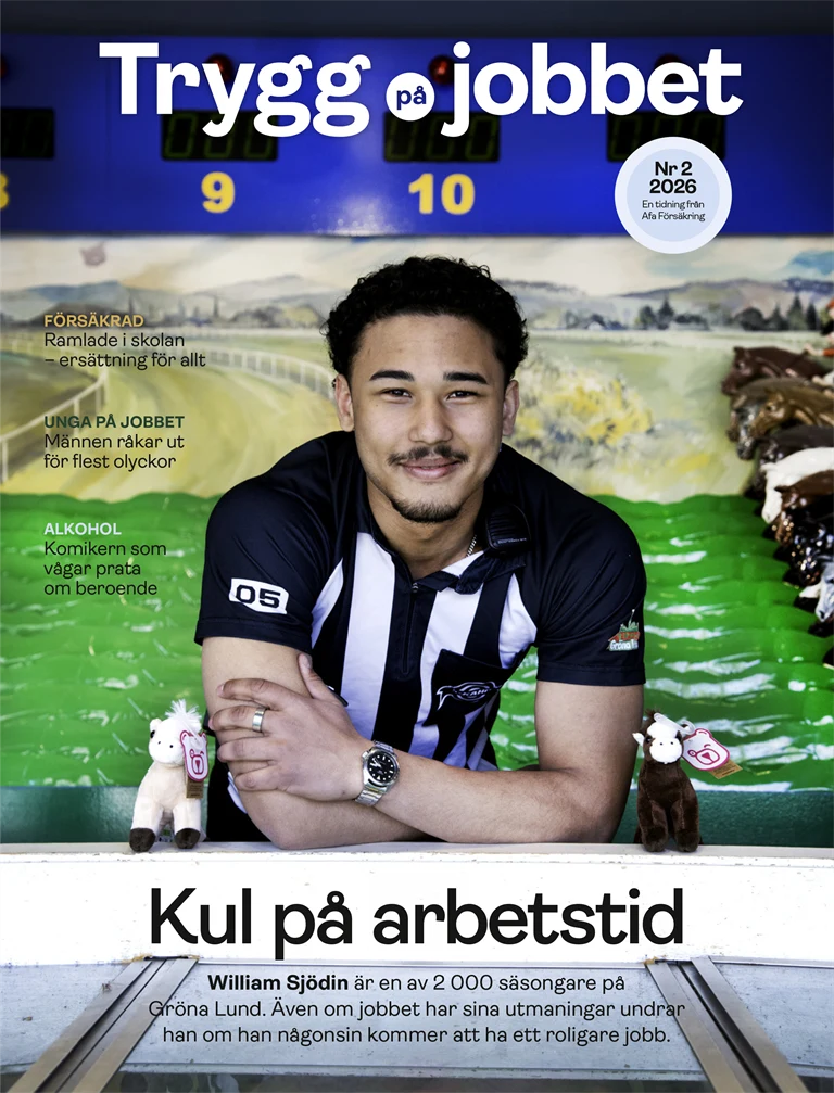 Omslag till Trygg på jobbet juni 2026 med William, sommarjobbare på Gröna Lund.